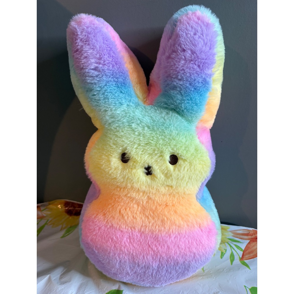 Peeps Rainbow Ombre Bunny Plush Easter Stuffed Animal Large Pastel Multi Color